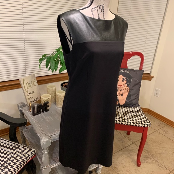 Laundry by Design Black faux leather sleeveless sheath dress Size 8 - Picture 3 of 8